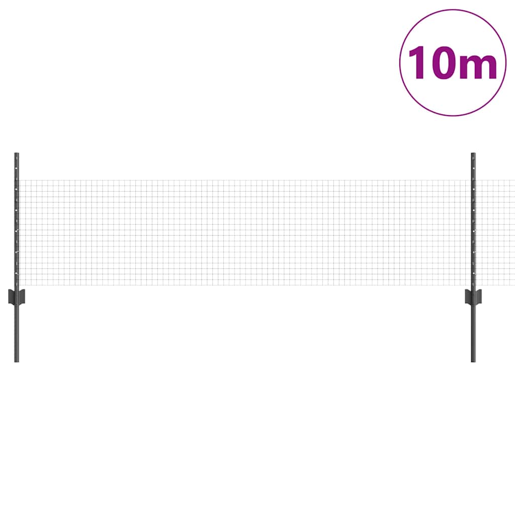 vidaXL Zaun mit Pfosten Grau 0,5 x 10 m Stahl