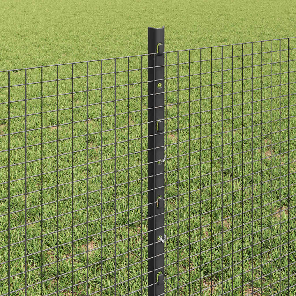 vidaXL Clôture avec poteaux gris 0,6 x 10 m acier et PVC