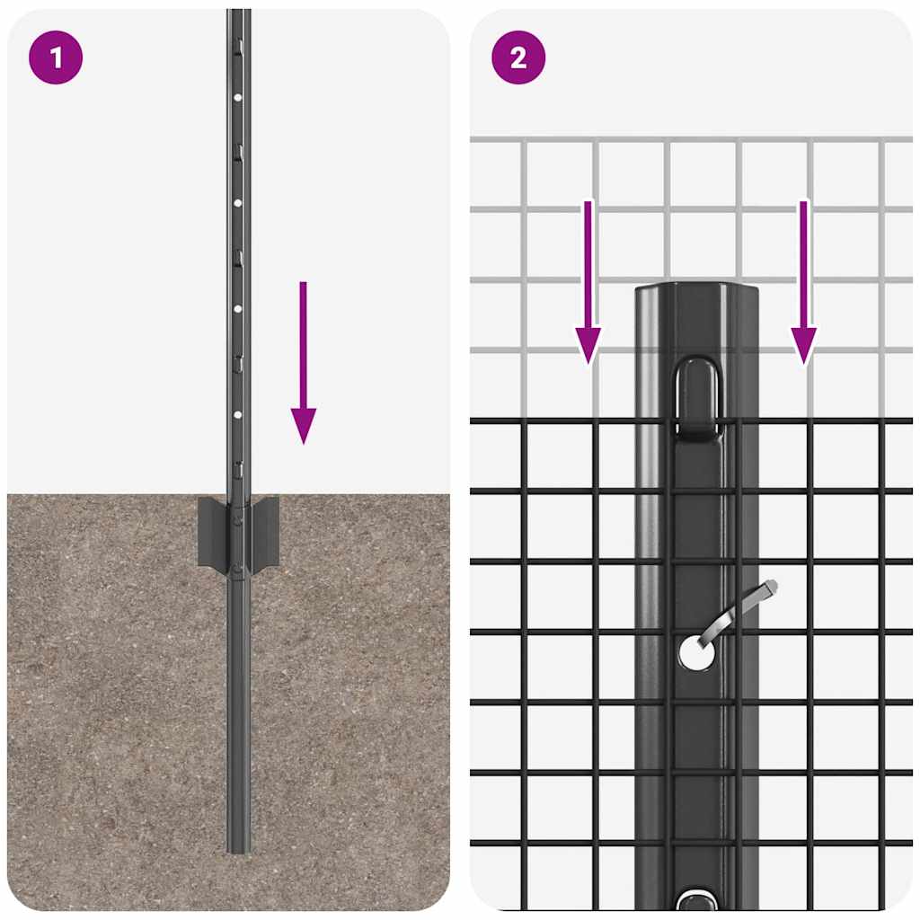 vidaXL Clôture avec poteaux gris 0,6 x 10 m acier et PVC