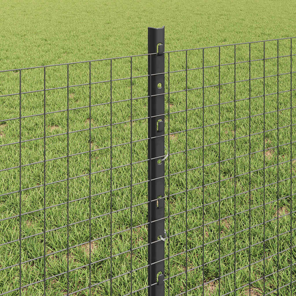 vidaXL Zaun mit Pfosten Grau 0,6 x 10 m Stahl und PVC