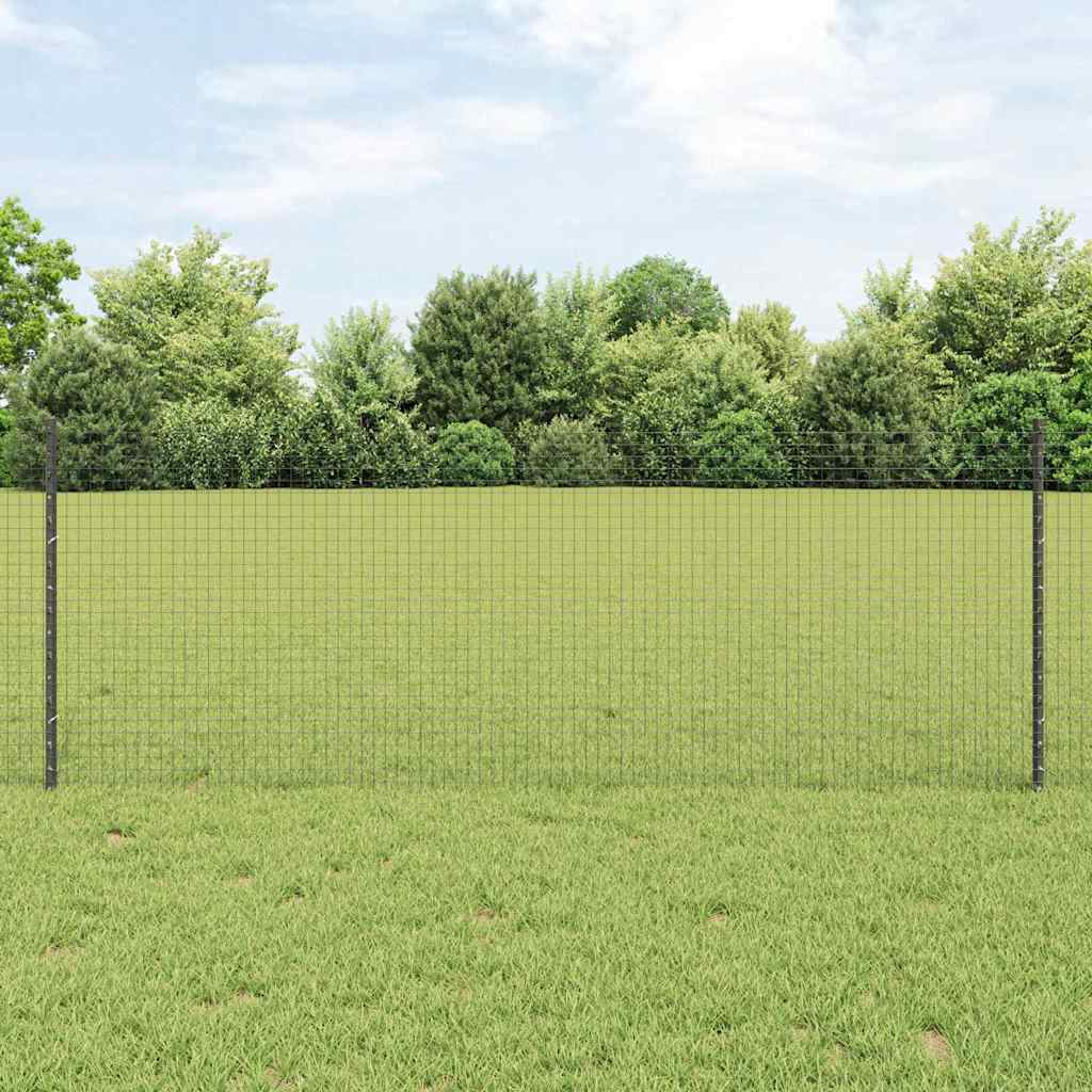 vidaXL Clôture avec poteaux gris 0,8 x 10 m acier et PVC