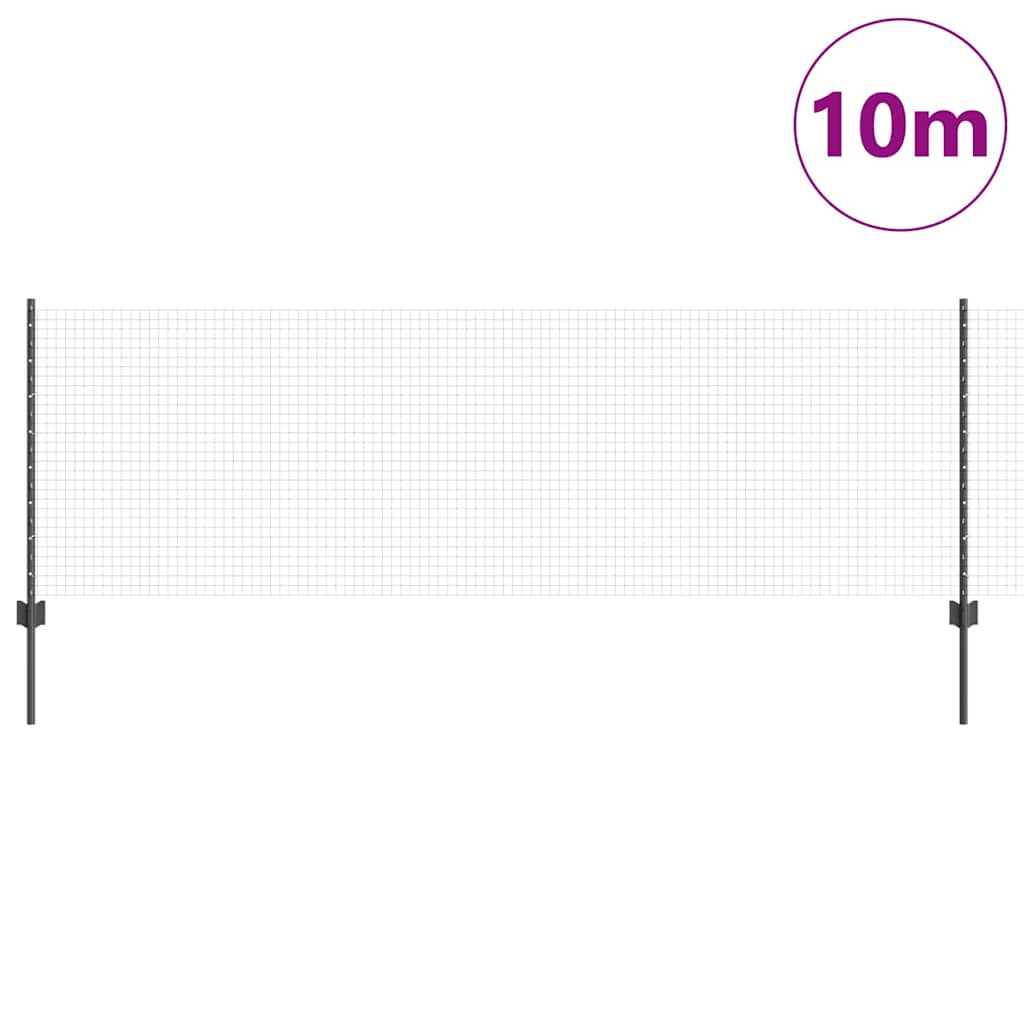 vidaXL Clôture avec poteaux gris 0,8 x 10 m acier et PVC