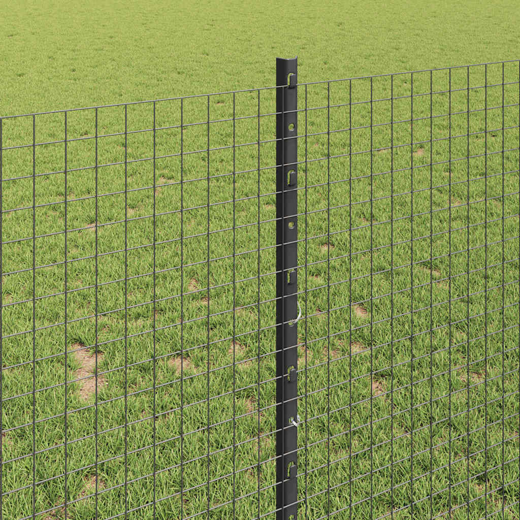 vidaXL Zaun mit Pfosten Grau 1 x 10 m Stahl