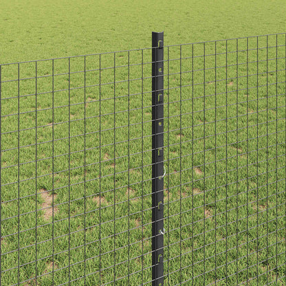 vidaXL Zaun mit Pfosten Grau 1 x 10 m Stahl