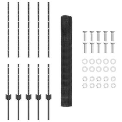 vidaXL Zaun mit Pfosten Grau 1 x 10 m Stahl