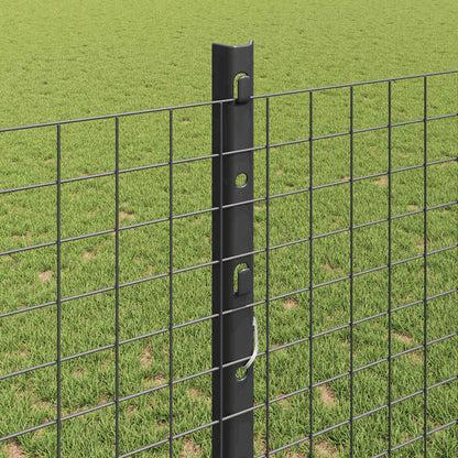 Zaun mit Pfosten Grau 1,2 x 10 m Stahl und PVC