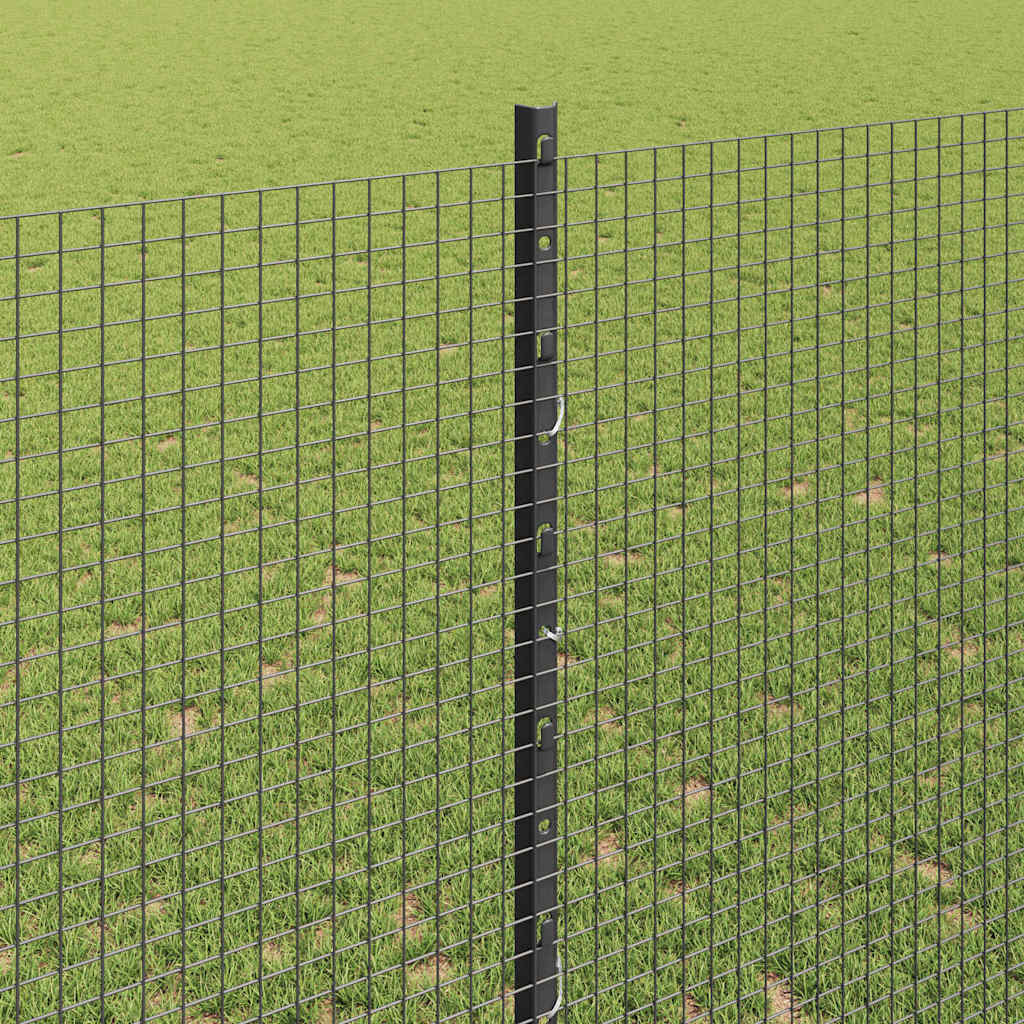 vidaXL Clôture avec poteaux Gris 1,4 x 10 m Acier et PVC