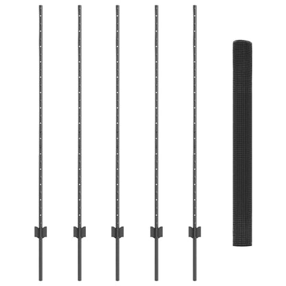 vidaXL Clôture avec poteaux Gris 1,4 x 10 m Acier et PVC