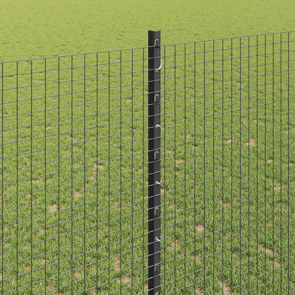 vidaXL Zaun mit Pfosten Grau 1,4 x 10 m Stahl und PVC