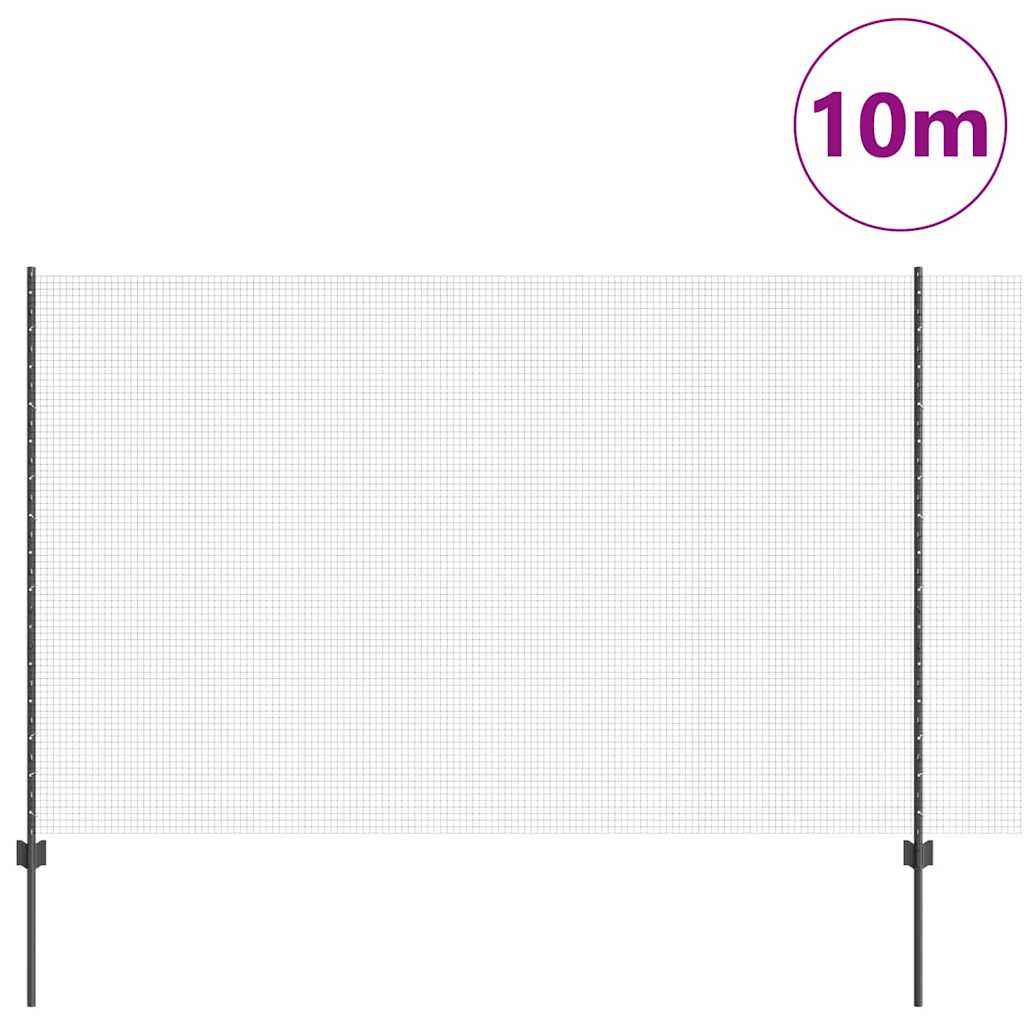 vidaXL Clôture avec poteaux gris 1,5 x 10 m Acier et PVC