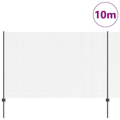 vidaXL Clôture avec poteaux gris 1,5 x 10 m Acier et PVC