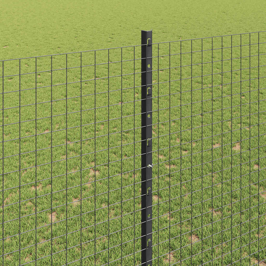 vidaXL Zaun mit Pfosten Grau 1,5 x 10 m Stahl