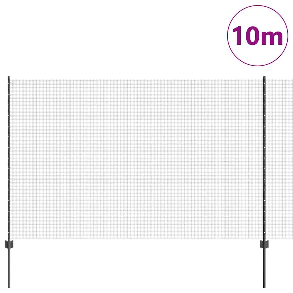 vidaXL Zaun mit Pfosten Grau 1,6 x 10 m Stahl und PVC