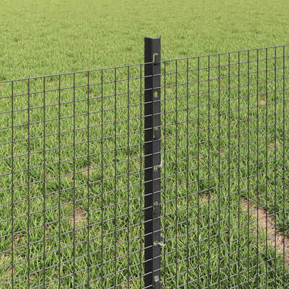 vidaXL Zaun mit Pfosten Grau 0,4 x 25 m Stahl und PVC