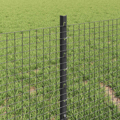 vidaXL Zaun mit Pfosten Grau 0,4 x 25 m Stahl und PVC