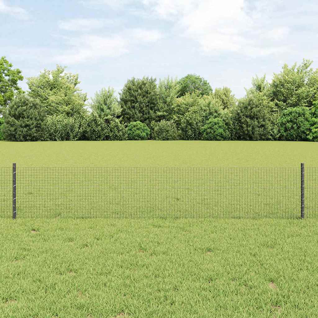 vidaXL Zaun mit Pfosten Grau 0,4 x 25 m Stahl und PVC