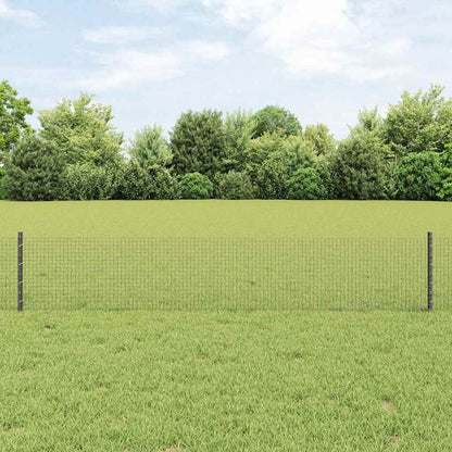 vidaXL Zaun mit Pfosten Grau 0,4 x 25 m Stahl und PVC
