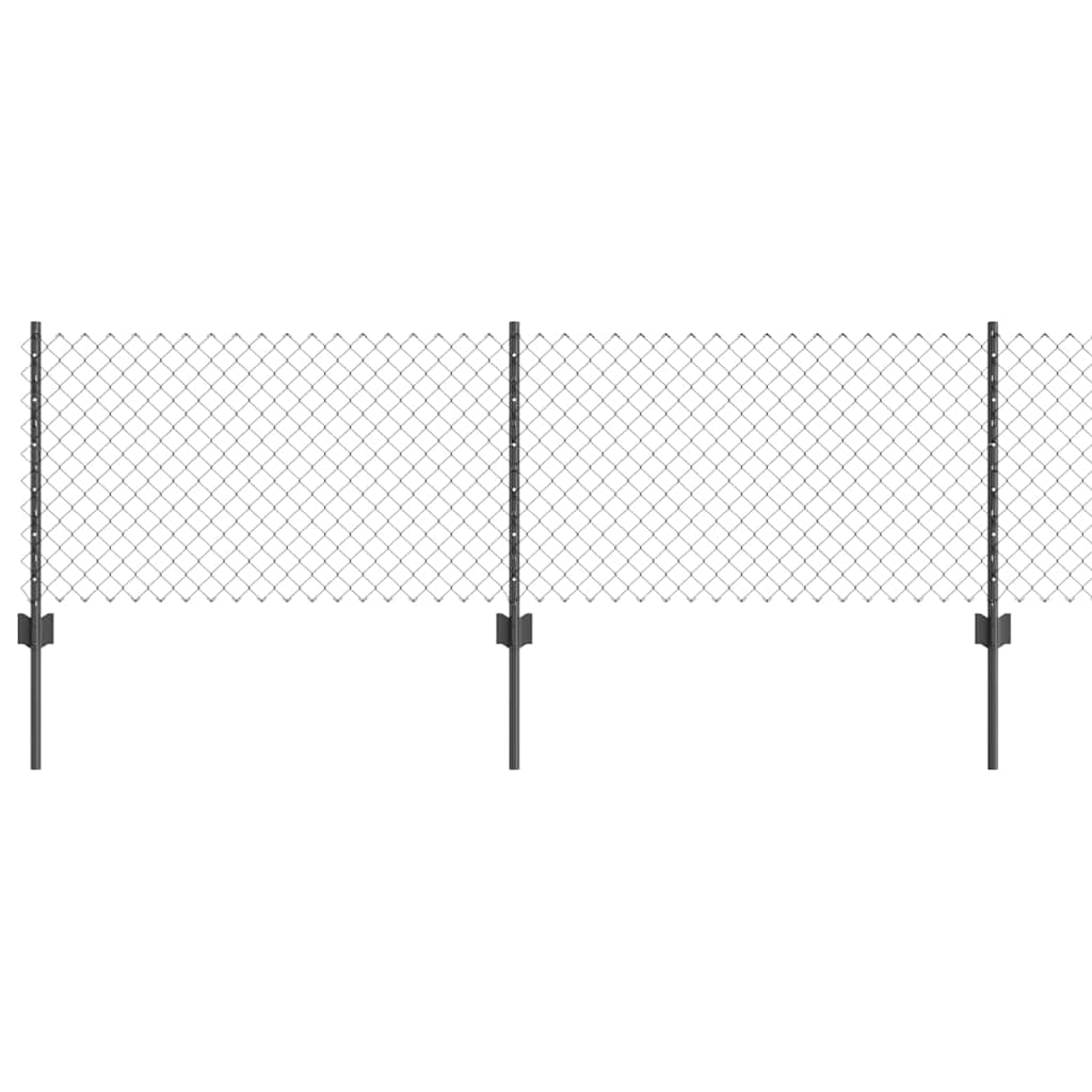 vidaXL Zaun mit Pfosten Grau 0,4 x 25 m Stahl und PVC