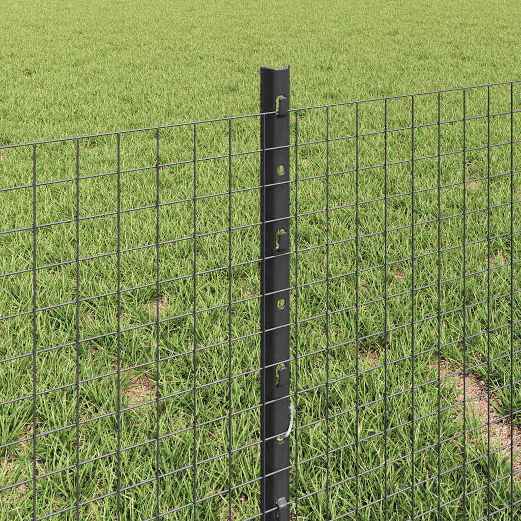 vidaXL Clôture avec poteaux Gris 0,4 x 25 m Acier et PVC