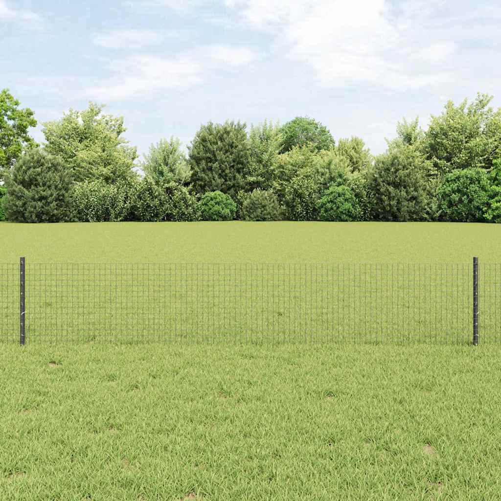 vidaXL Clôture avec poteaux Gris 0,4 x 25 m Acier et PVC