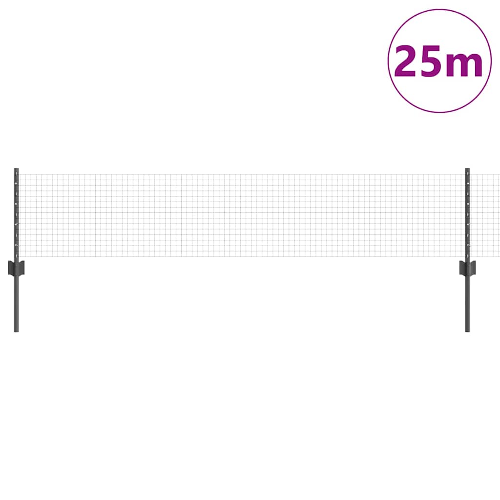 vidaXL Clôture avec poteaux Gris 0,4 x 25 m Acier et PVC