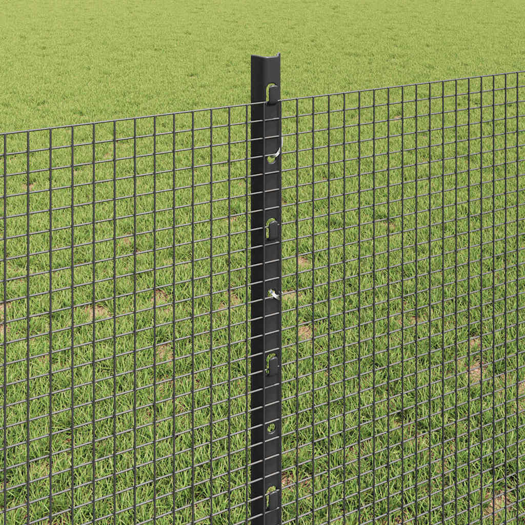 vidaXL Clôture avec poteaux gris 0,8 x 25 m acier et PVC