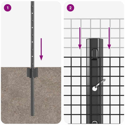 vidaXL Clôture avec poteaux gris 0,8 x 25 m acier et PVC