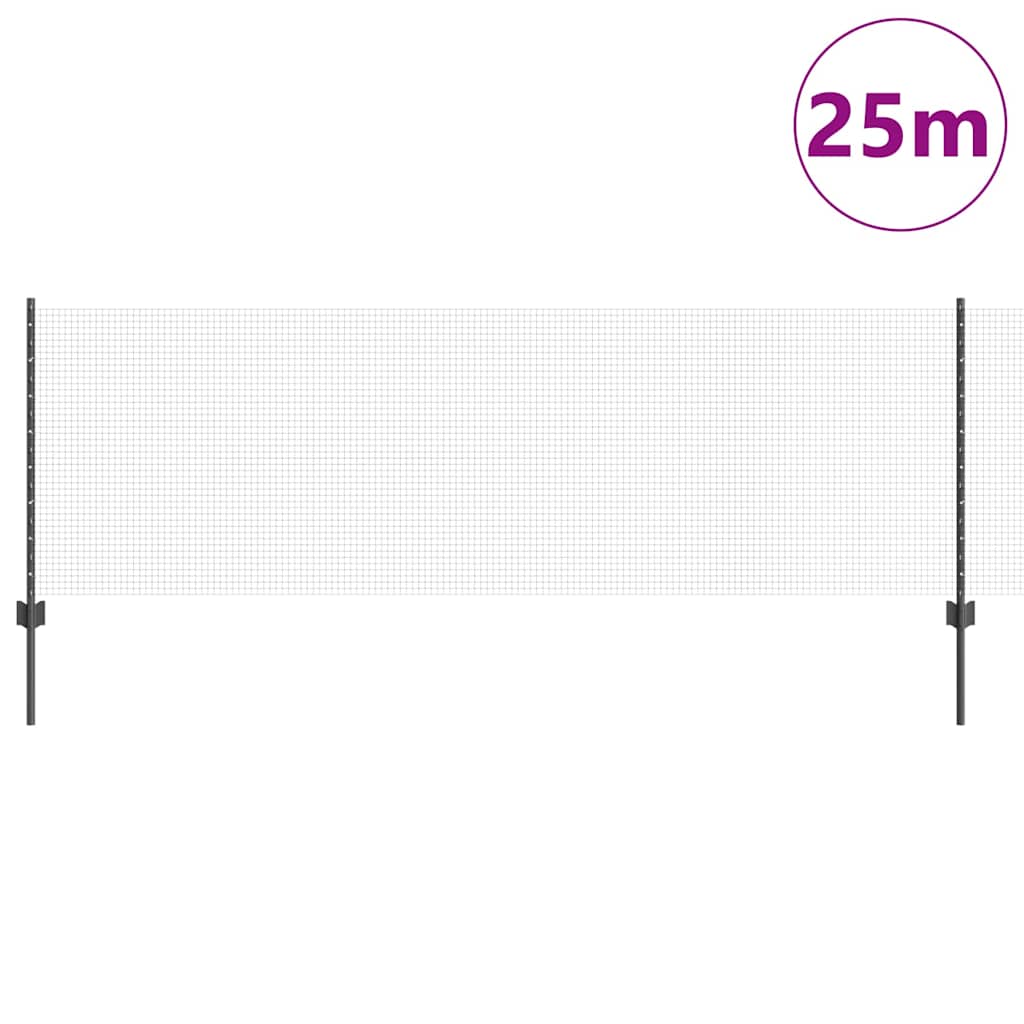 vidaXL Clôture avec poteaux gris 0,8 x 25 m acier et PVC
