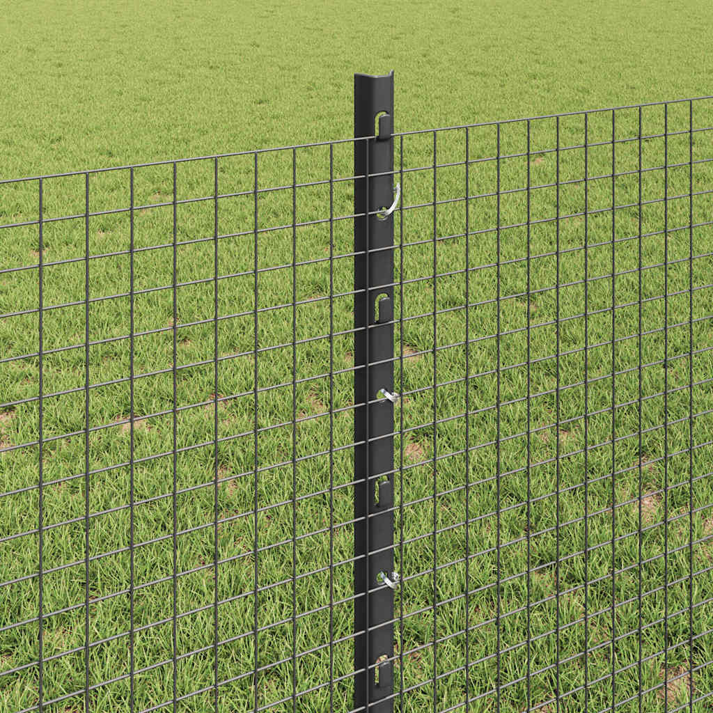 vidaXL Clôture avec poteaux gris 0,8 x 25 m acier et PVC