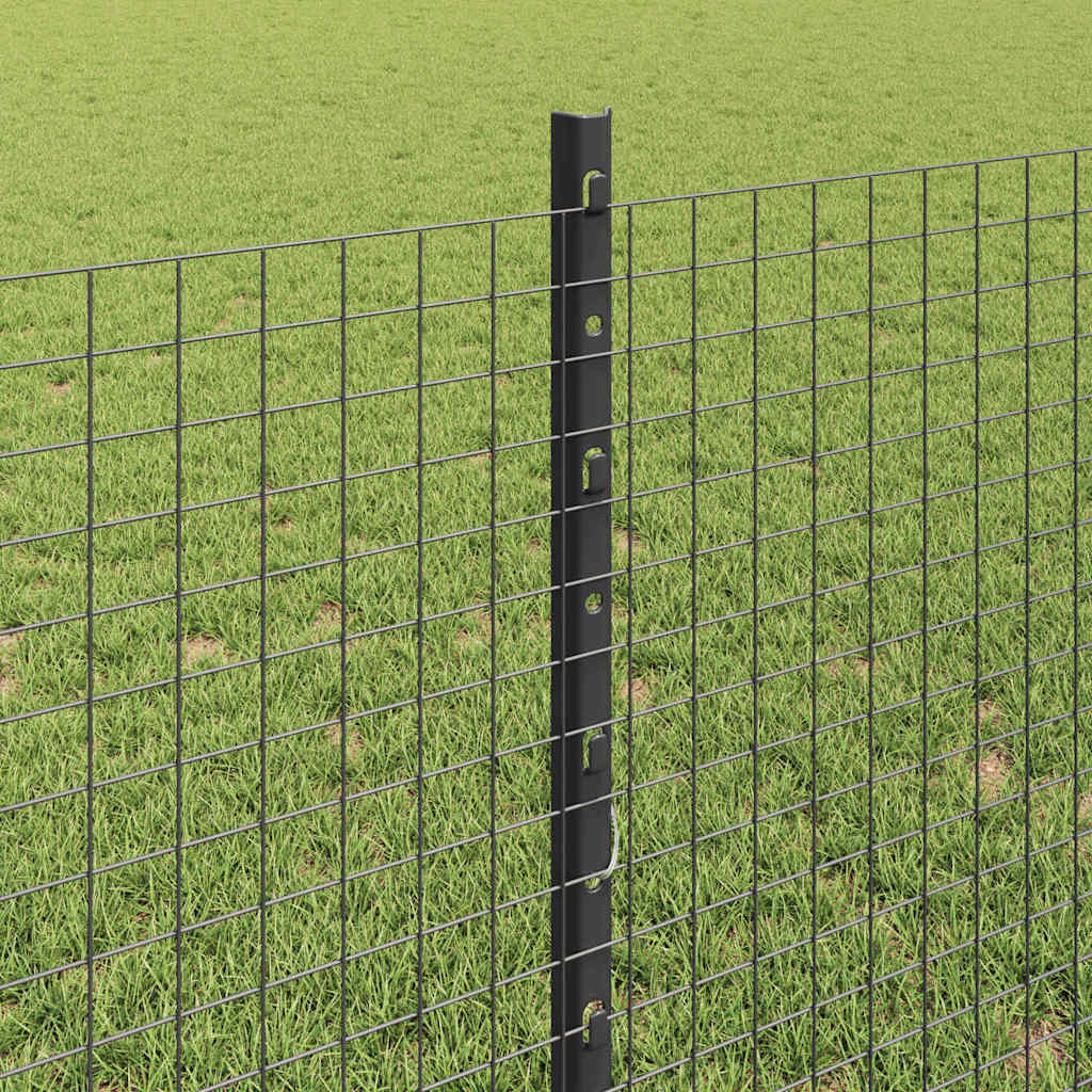 vidaXL Zaun mit Pfosten Grau 0,8 x 25 m Stahl und PVC