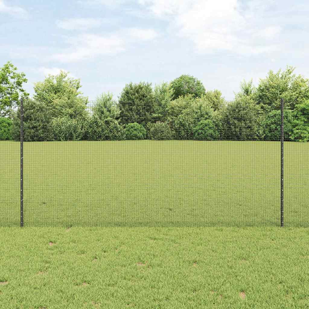 vidaXL Zaun mit Pfosten Grau 1,2 x 25 m Stahl und PVC