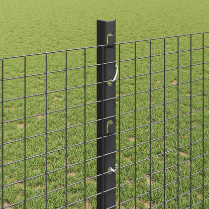 Zaun mit Pfosten Grau 1,2 x 25 m Stahl und PVC
