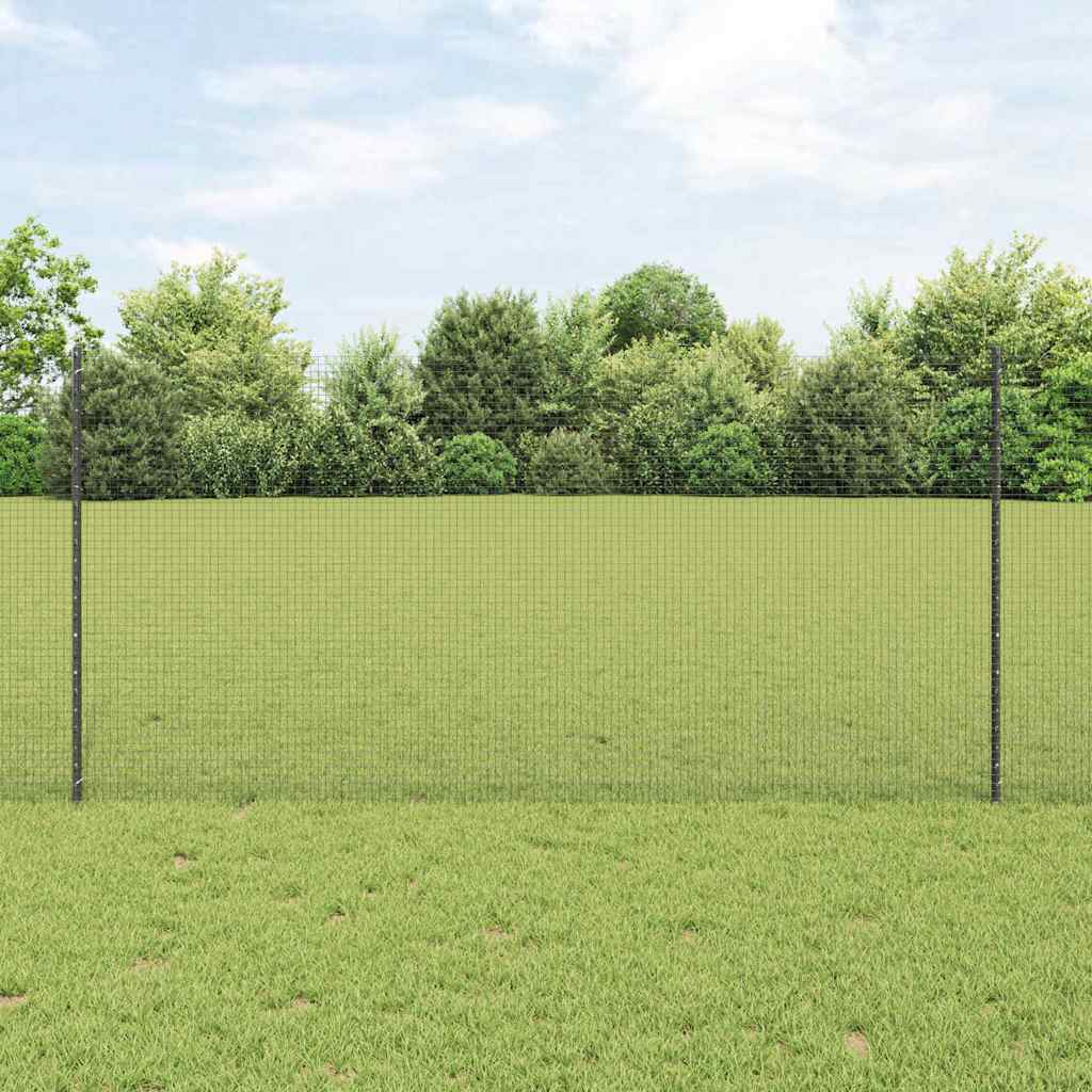 Zaun mit Pfosten Grau 1,2 x 25 m Stahl und PVC