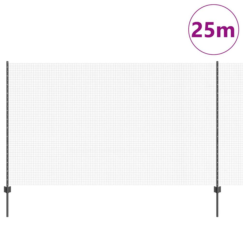 vidaXL Zaun mit Pfosten Grau 1,4 x 25 m Stahl und PVC