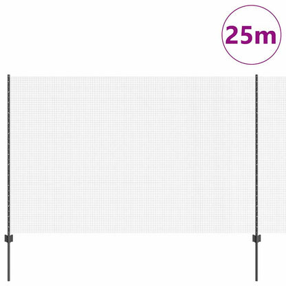 vidaXL Zaun mit Pfosten Grau 1,5 x 25 m Stahl und PVC