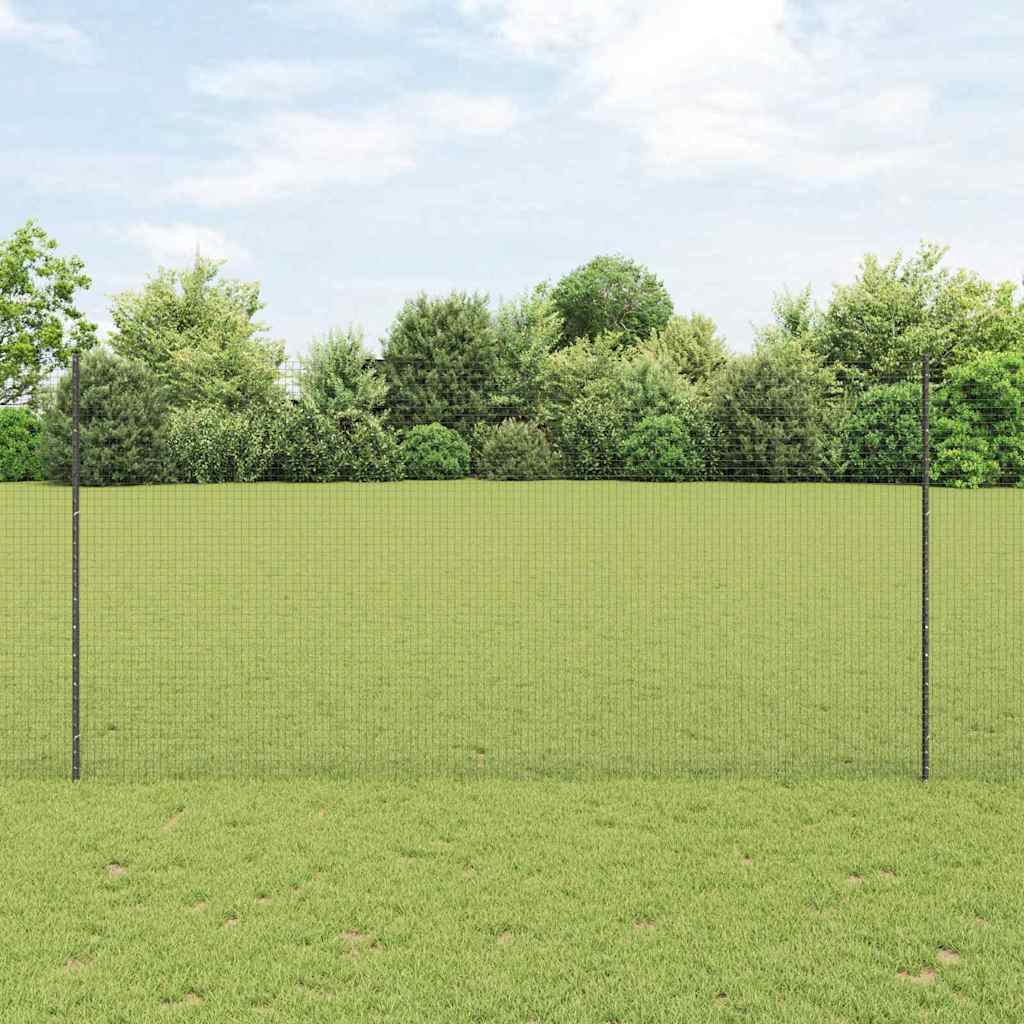 Zaun mit Pfosten Grau 1,5 x 25 m Stahl
