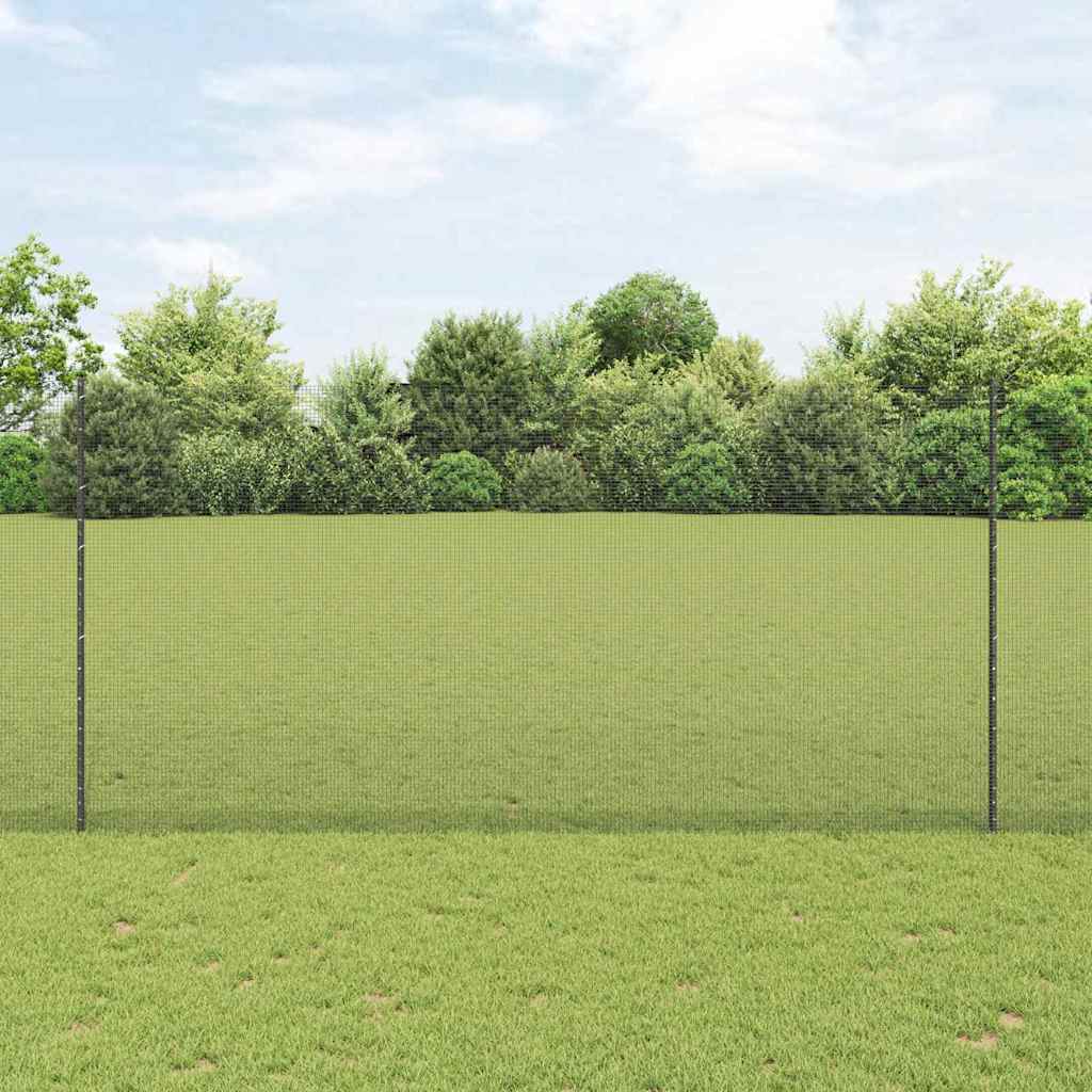 Zaun mit Pfosten Grau 1.6 x 25 m Stahl und PVC