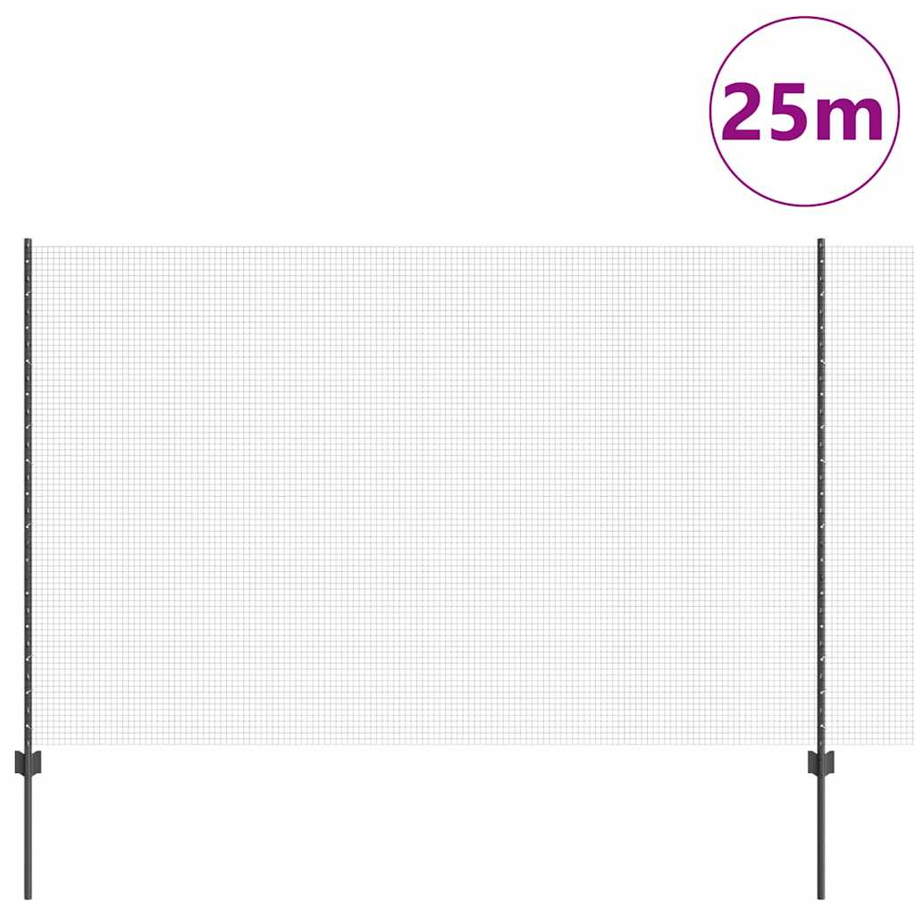 vidaXL Zaun mit Pfosten Grau 1.6 x 25 m Stahl und PVC
