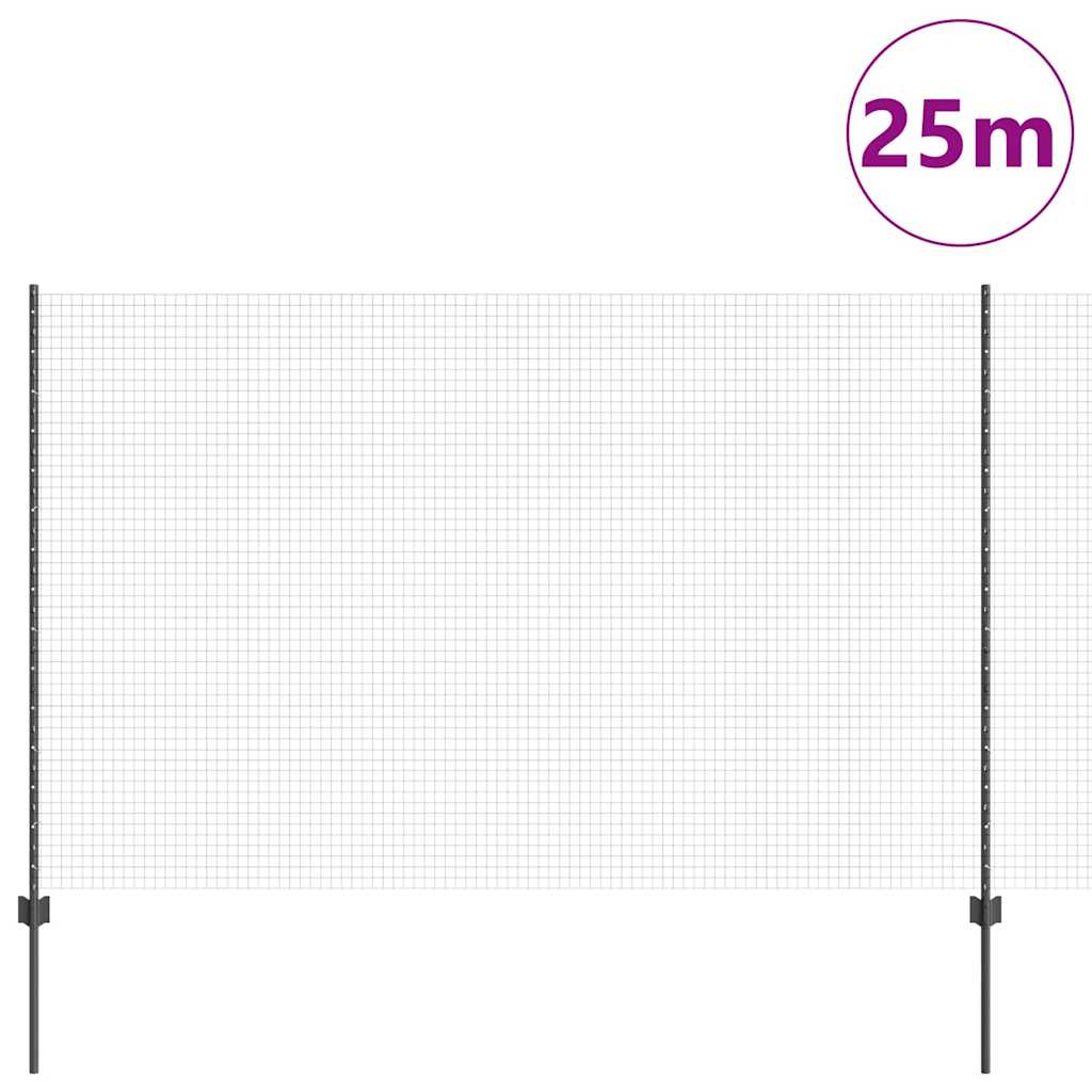 vidaXL Zaun mit Pfosten Grau 1.6 x 25 m Stahl und PVC