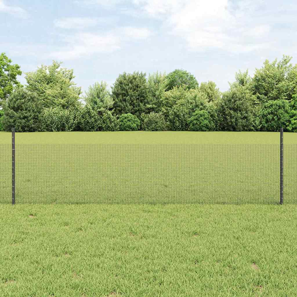 vidaXL Zaun mit Pfosten Grau 0,5 x 50 m Stahl und PVC