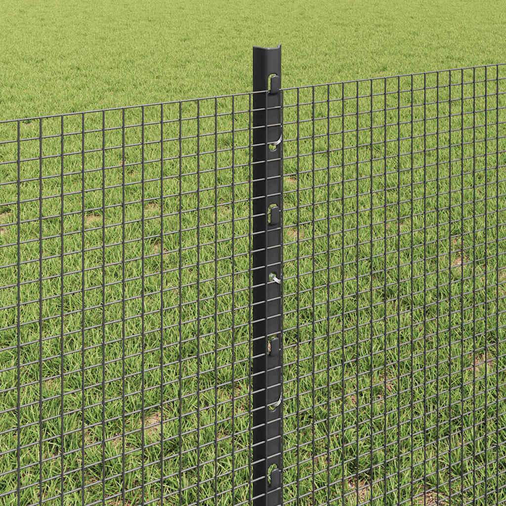 vidaXL Zaun mit Pfosten Grau 0,6 x 50 m Stahl und PVC