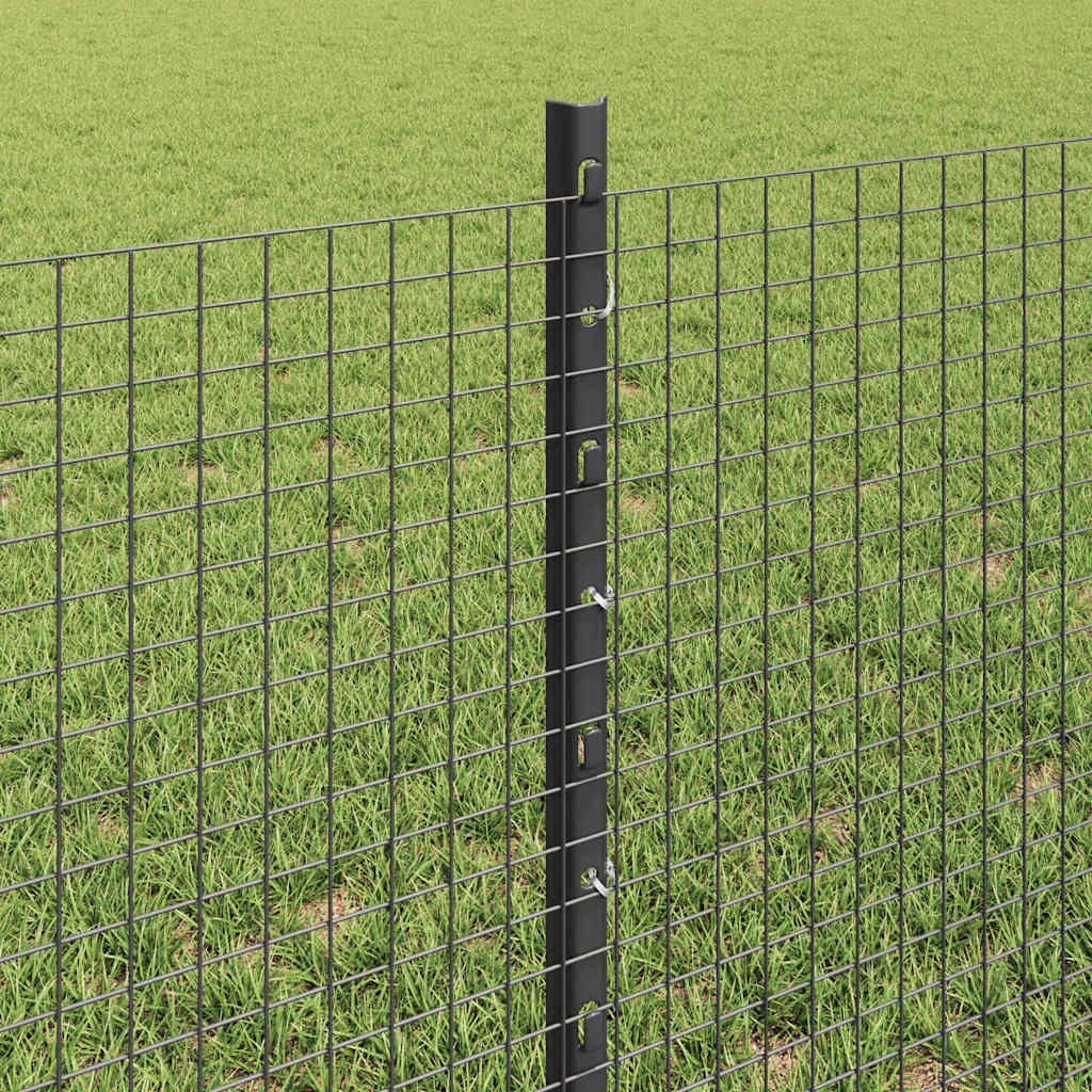 vidaXL Zaun mit Pfosten Grau 0,6 x 50 m Stahl und PVC