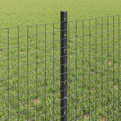 vidaXL Zaun mit Pfosten Grau 0,6 x 50 m Stahl und PVC
