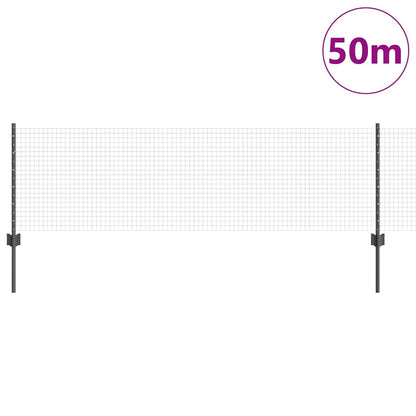 vidaXL Zaun mit Pfosten Grau 0,6 x 50 m Stahl und PVC