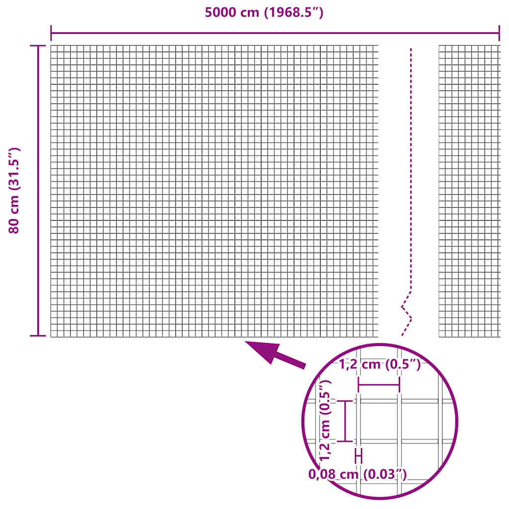 vidaXL Zaun mit Pfosten Grau 0,8 x 50 m Stahl und PVC