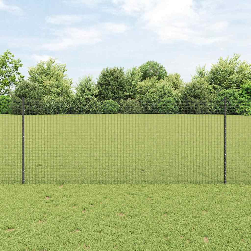 vidaXL Zaun mit Pfosten Grau 1 x 50 m Stahl und PVC