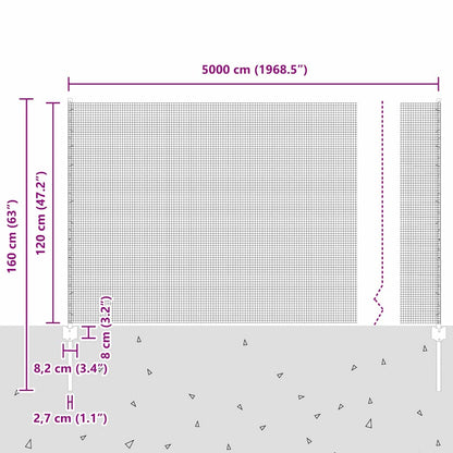 vidaXL Zaun mit Pfosten Grau 1,2 x 50 m Stahl und PVC