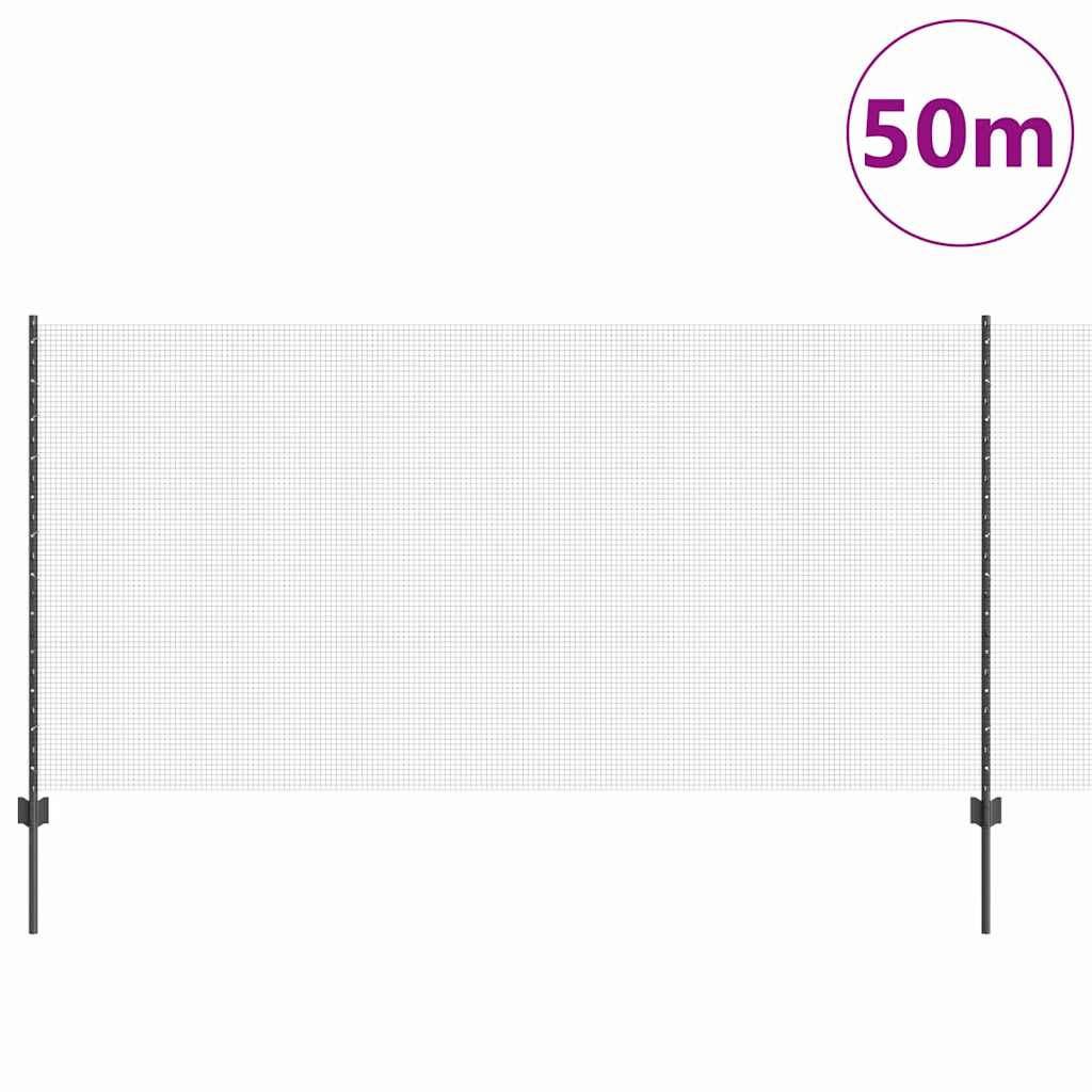 vidaXL Zaun mit Pfosten Grau 1,2 x 50 m Stahl und PVC