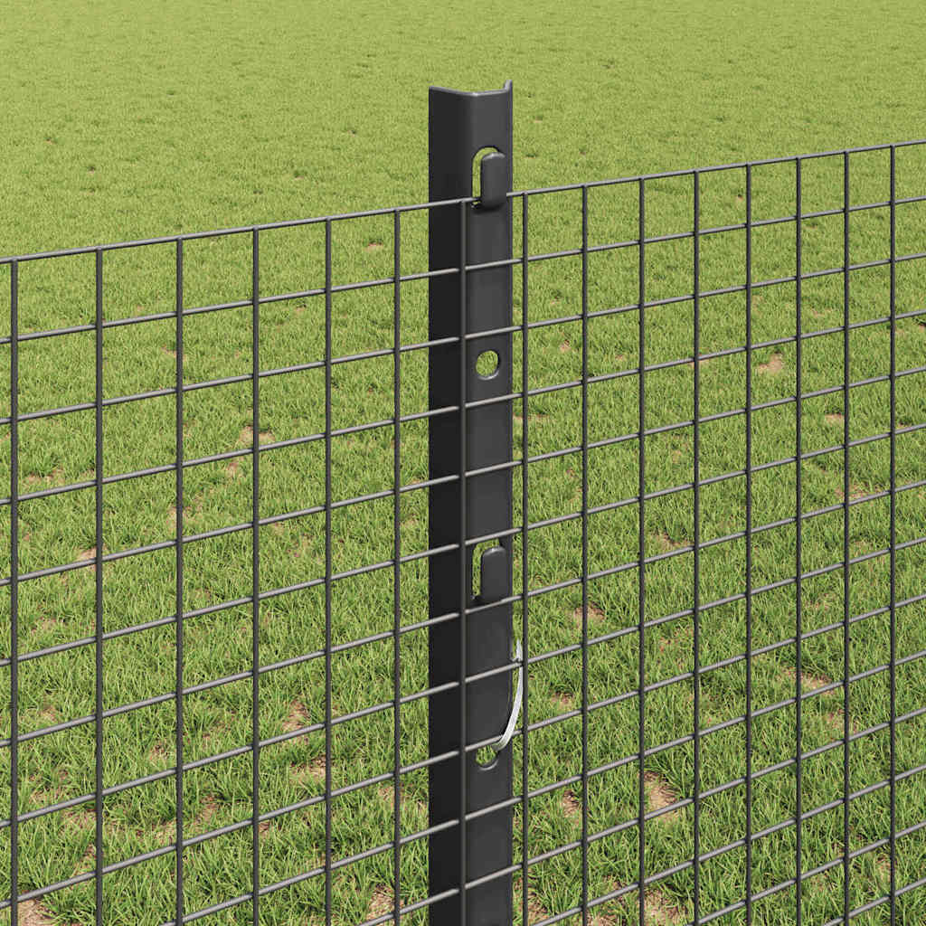 vidaXL Zaun mit Pfosten Grau 1,2 x 50 m Stahl und PVC