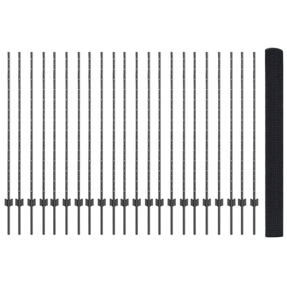 Zaun mit Pfosten Grau 1,4 x 50 m Stahl und PVC